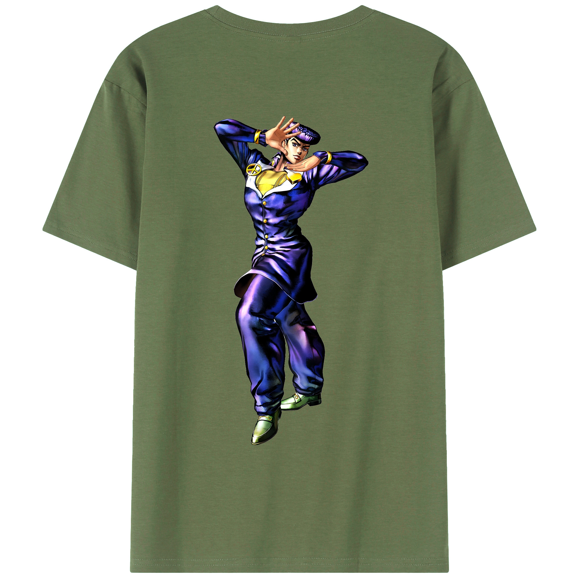 （画像用） ジョジョの奇妙な冒険 ひがしかた じょうすけ JoJo's Bizarre Adventure Higashikata Josuke 綿100％ メンズ半袖Tシャツ（バックプリント） 通気性